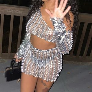 2pc hollow skirt set